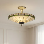 Charger l'image dans la visionneuse de la galerie, Plafonnier bol en vitrail style Tiffany vintage