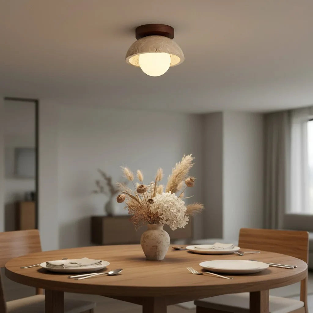 Bjorn Wabi-Sabi Travertine Ceiling Light