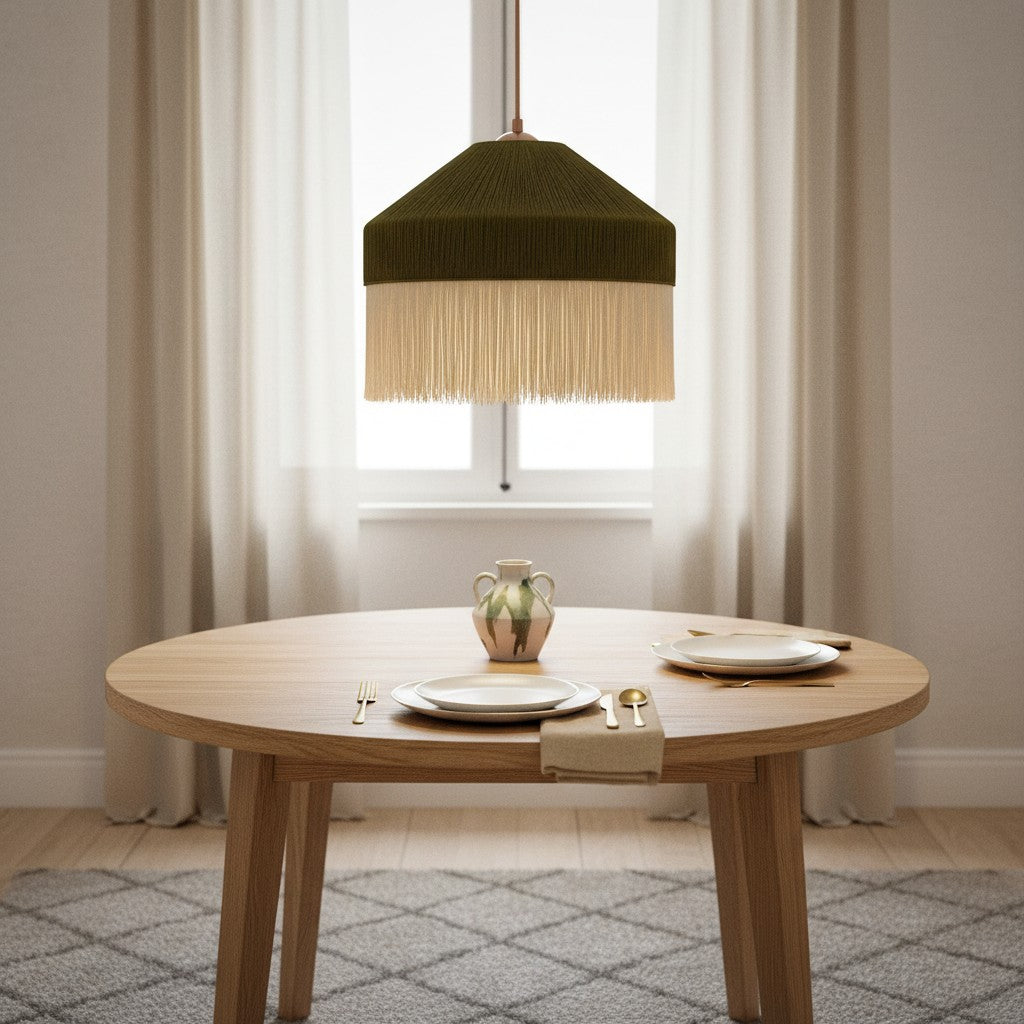 Boho Chic Macrame Dome Pendant Light