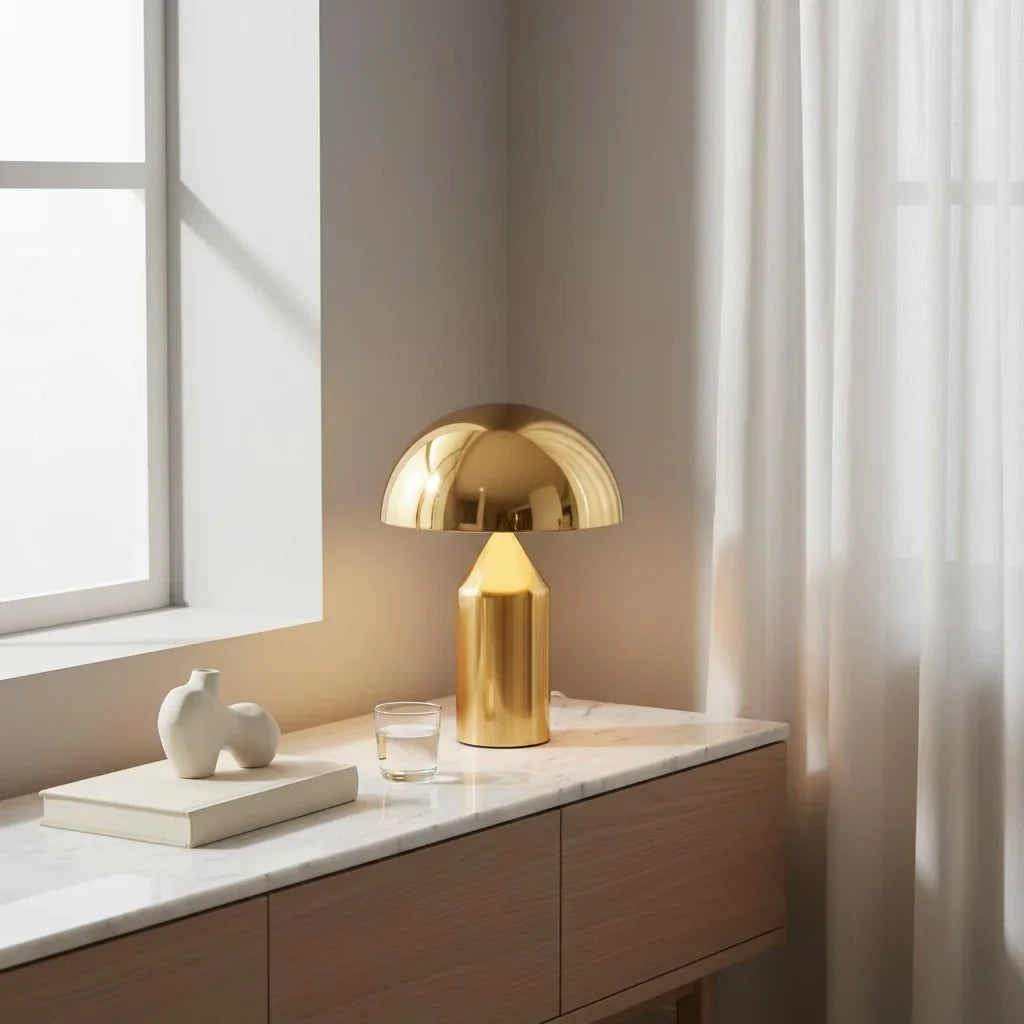Corvin Modern Mushroom Shaped Metal Table Lamp