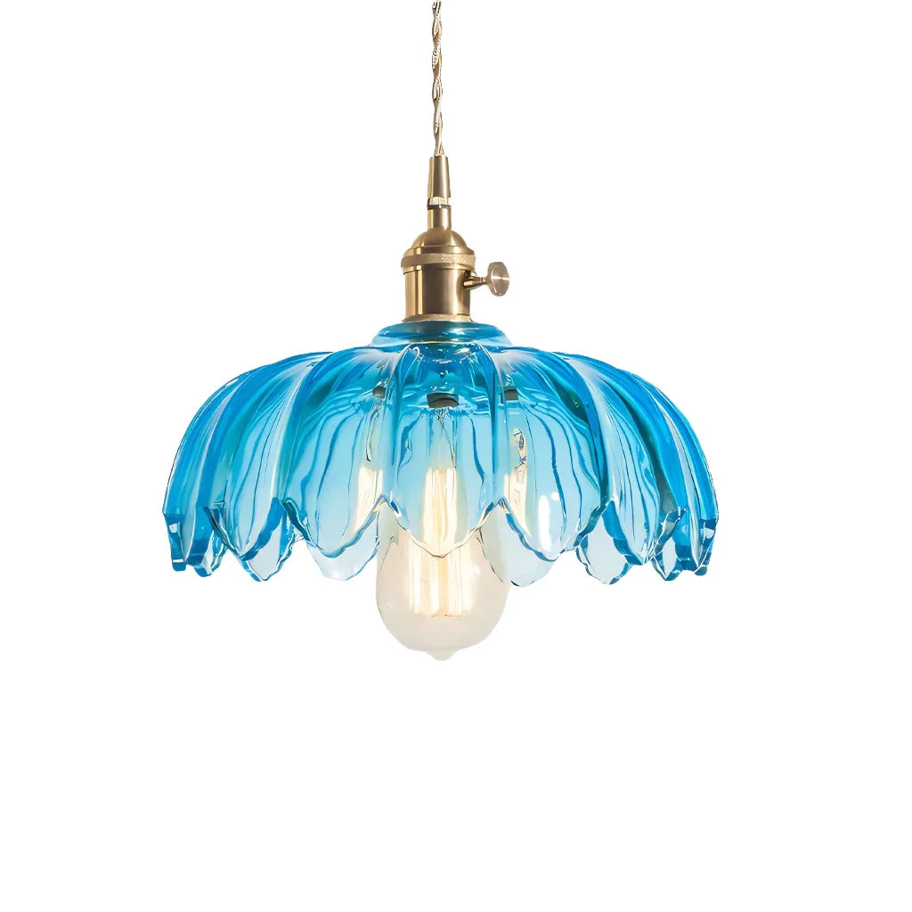 Dorian Vintage Tulip Petal Glass Floral Pendant Light