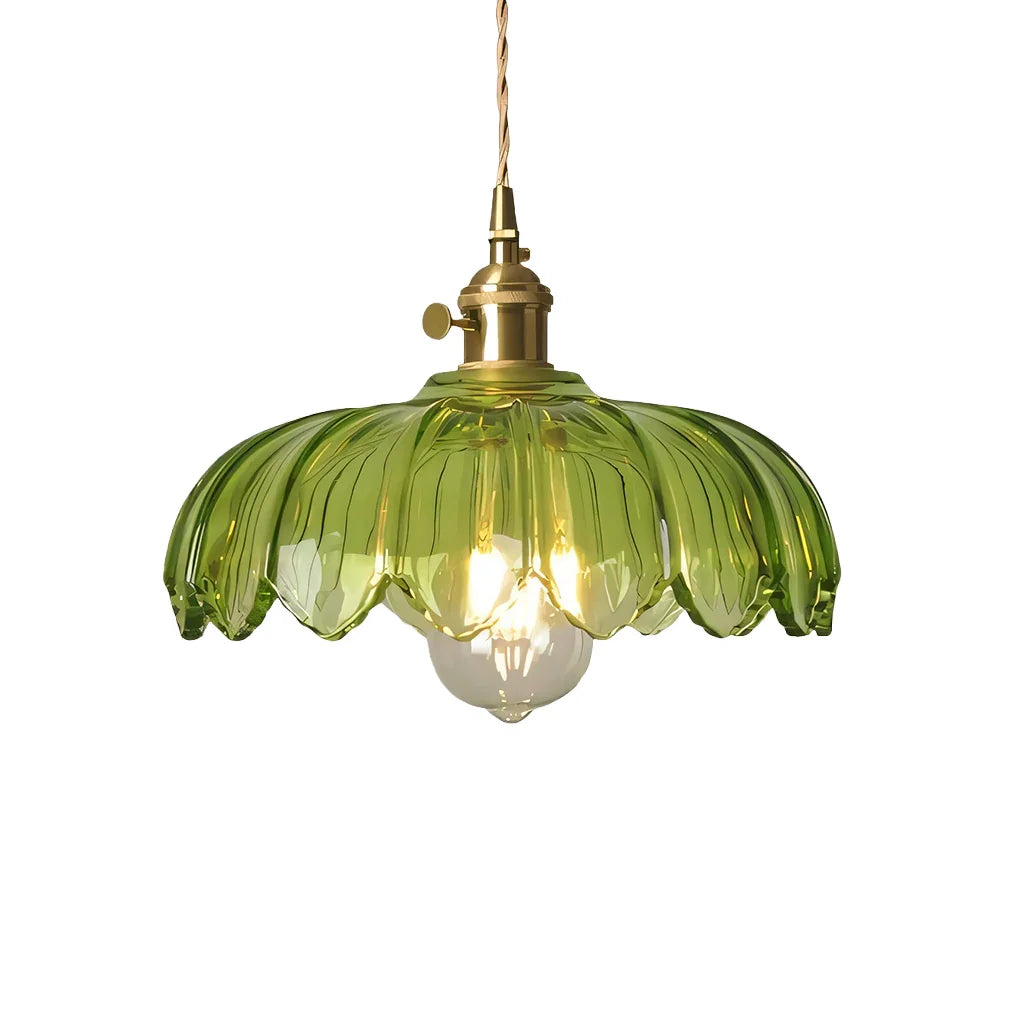 Dorian Vintage Tulip Petal Glass Floral Pendant Light