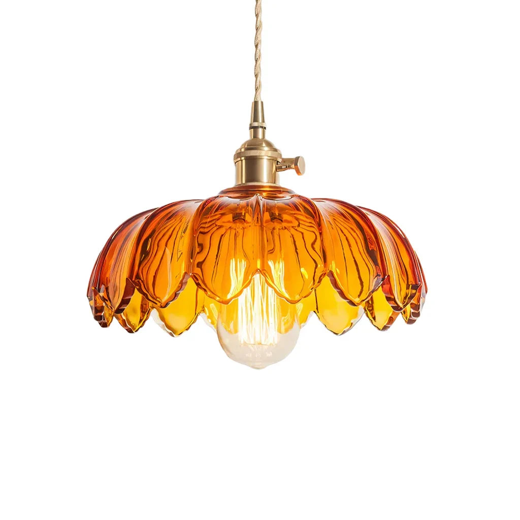Dorian Vintage Tulip Petal Glass Floral Pendant Light