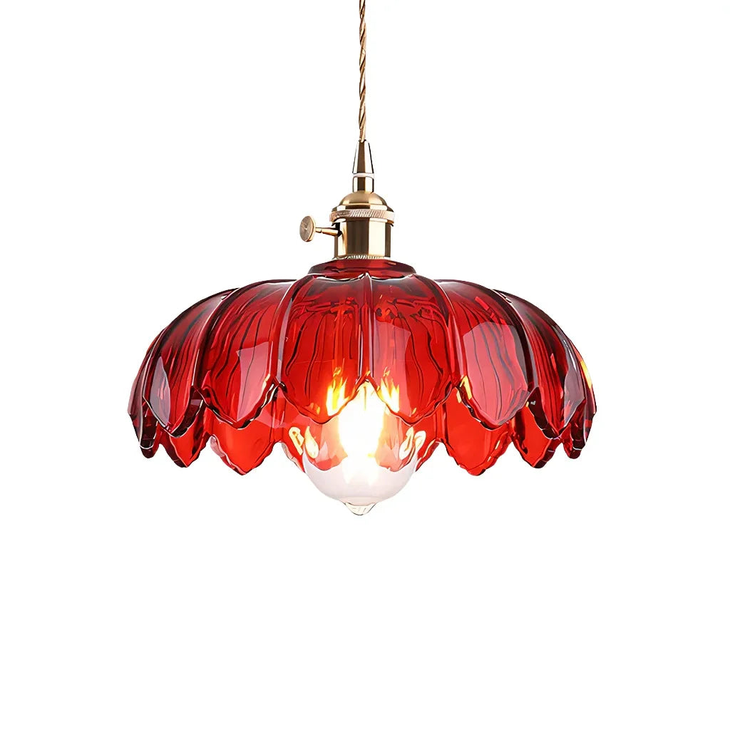 Dorian Vintage Tulip Petal Glass Floral Pendant Light