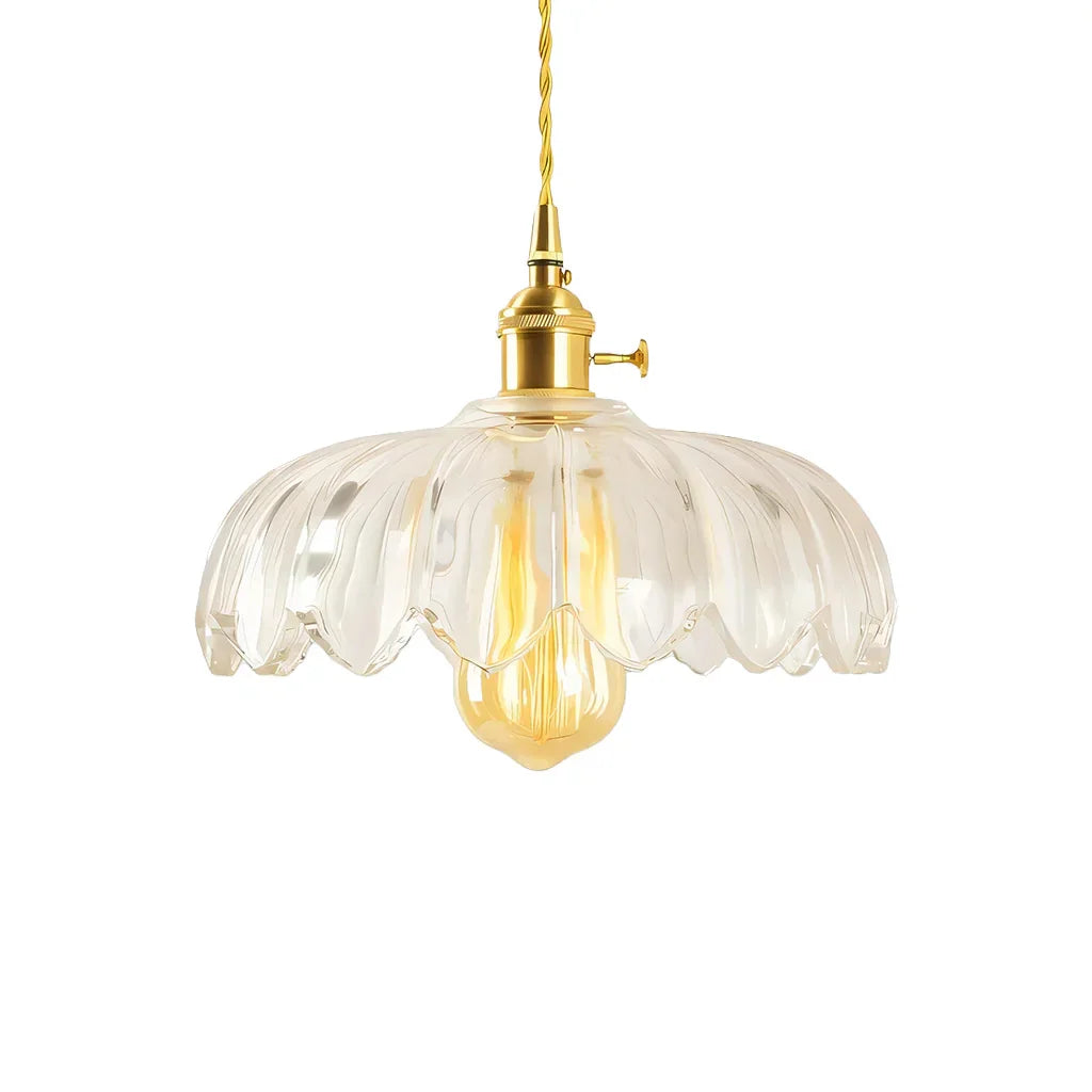 Dorian Vintage Tulip Petal Glass Floral Pendant Light
