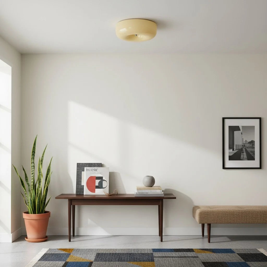 Halcyon Modern Bauhaus Glass Round Ceiling Lamp