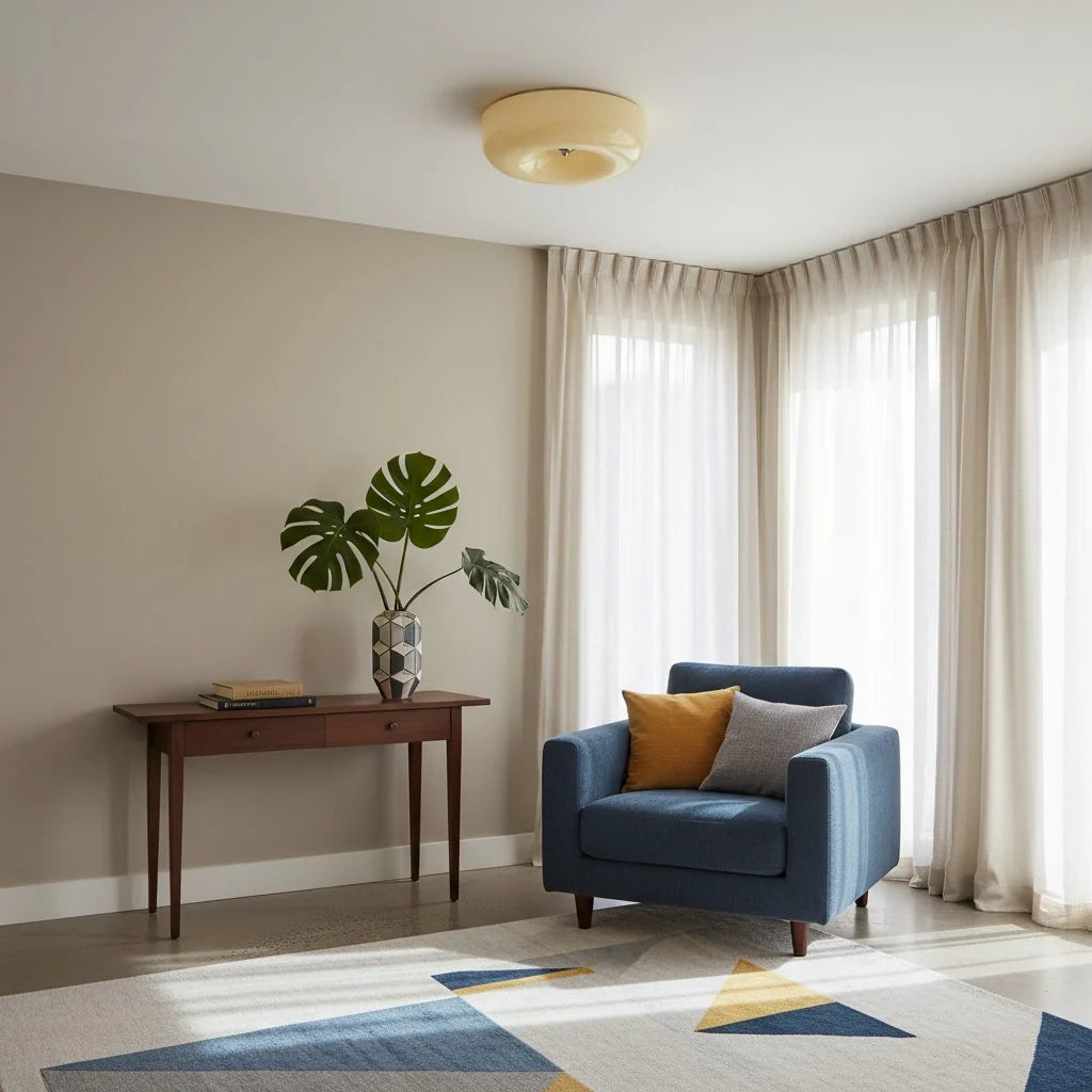 Halcyon Modern Bauhaus Glass Round Ceiling Lamp