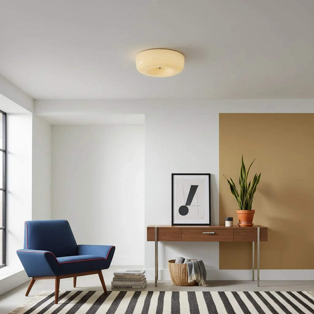 Halcyon Modern Bauhaus Glass Round Ceiling Lamp