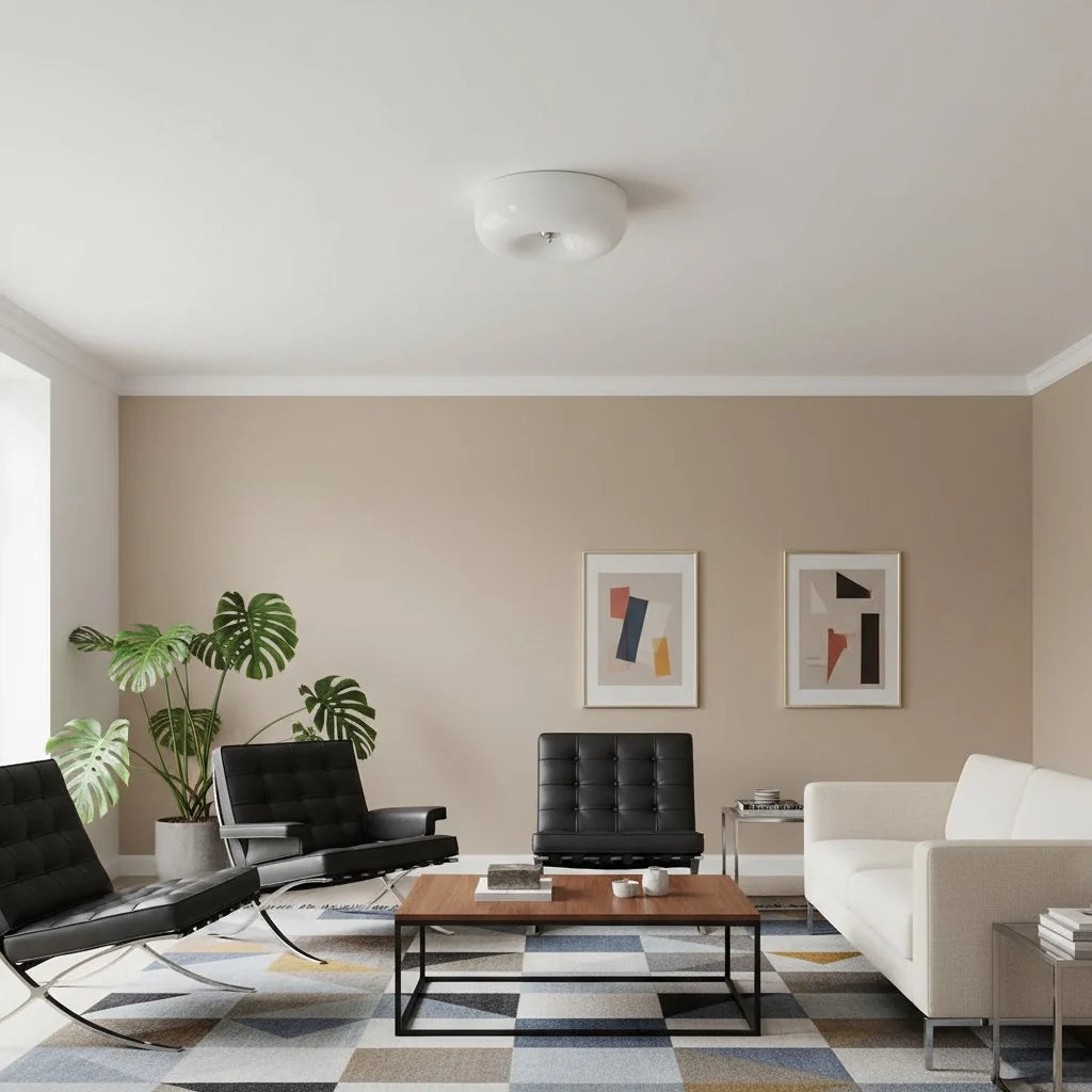 Halcyon Modern Bauhaus Glass Round Ceiling Lamp
