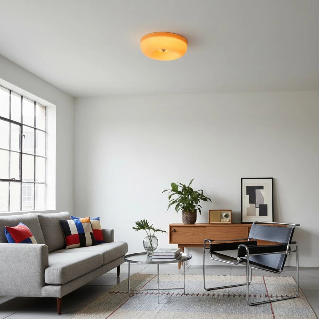 Halcyon Modern Bauhaus Glass Round Ceiling Lamp