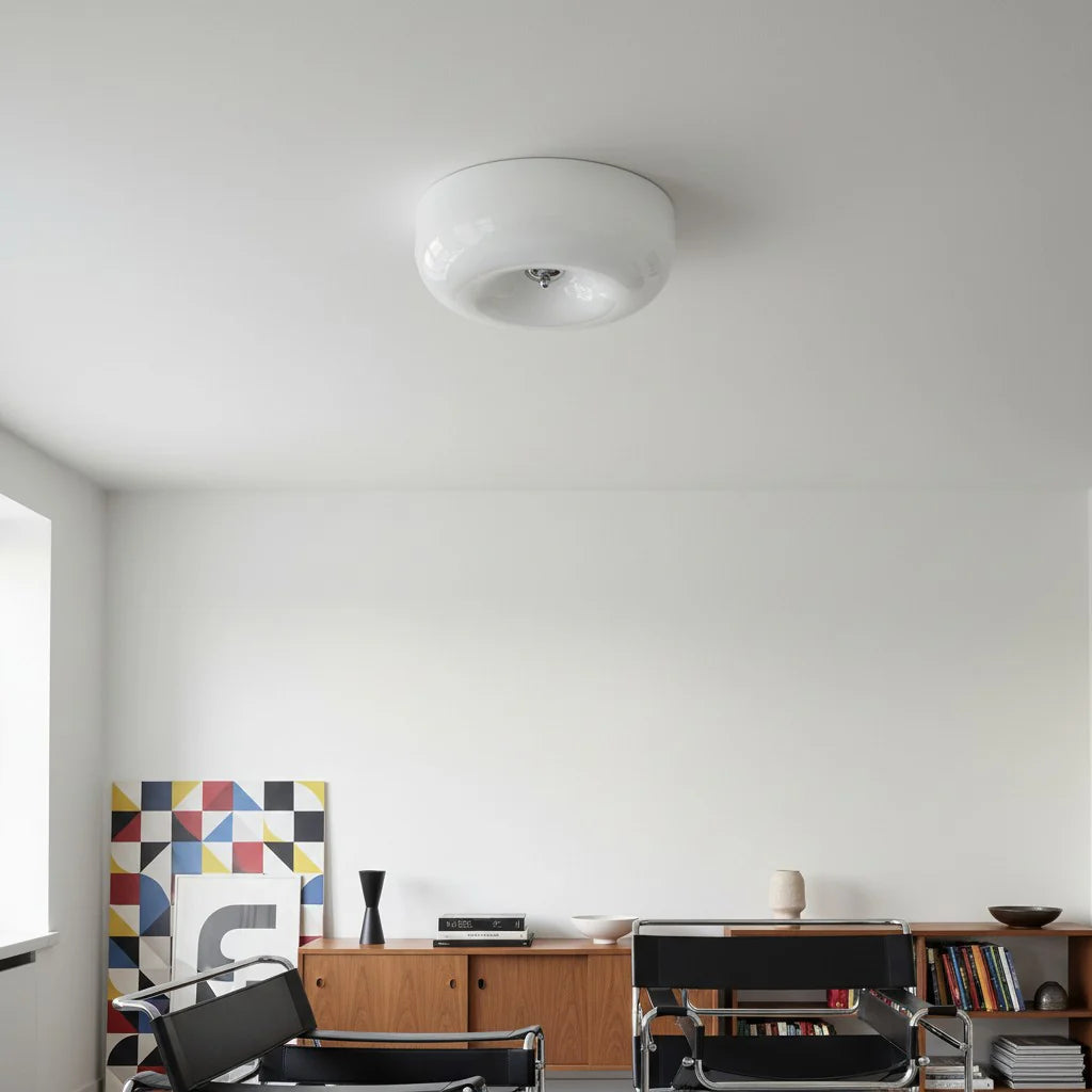 Halcyon Modern Bauhaus Glass Round Ceiling Lamp