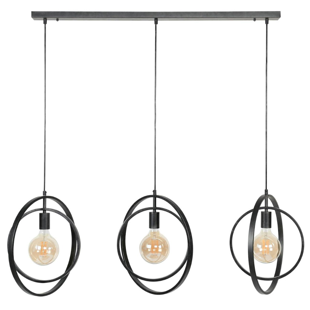 Industrial Metal Interlocking Rings 3-Light Pendant Light