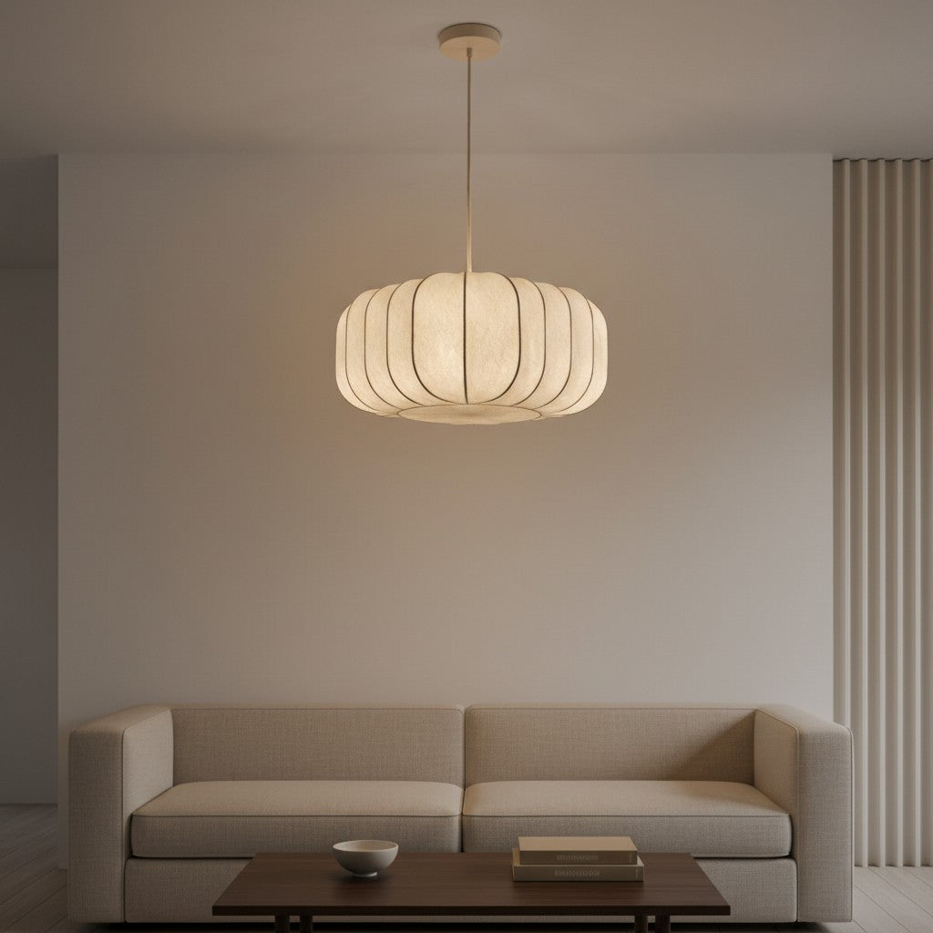 Japandi Natural Lantern Pendant Light