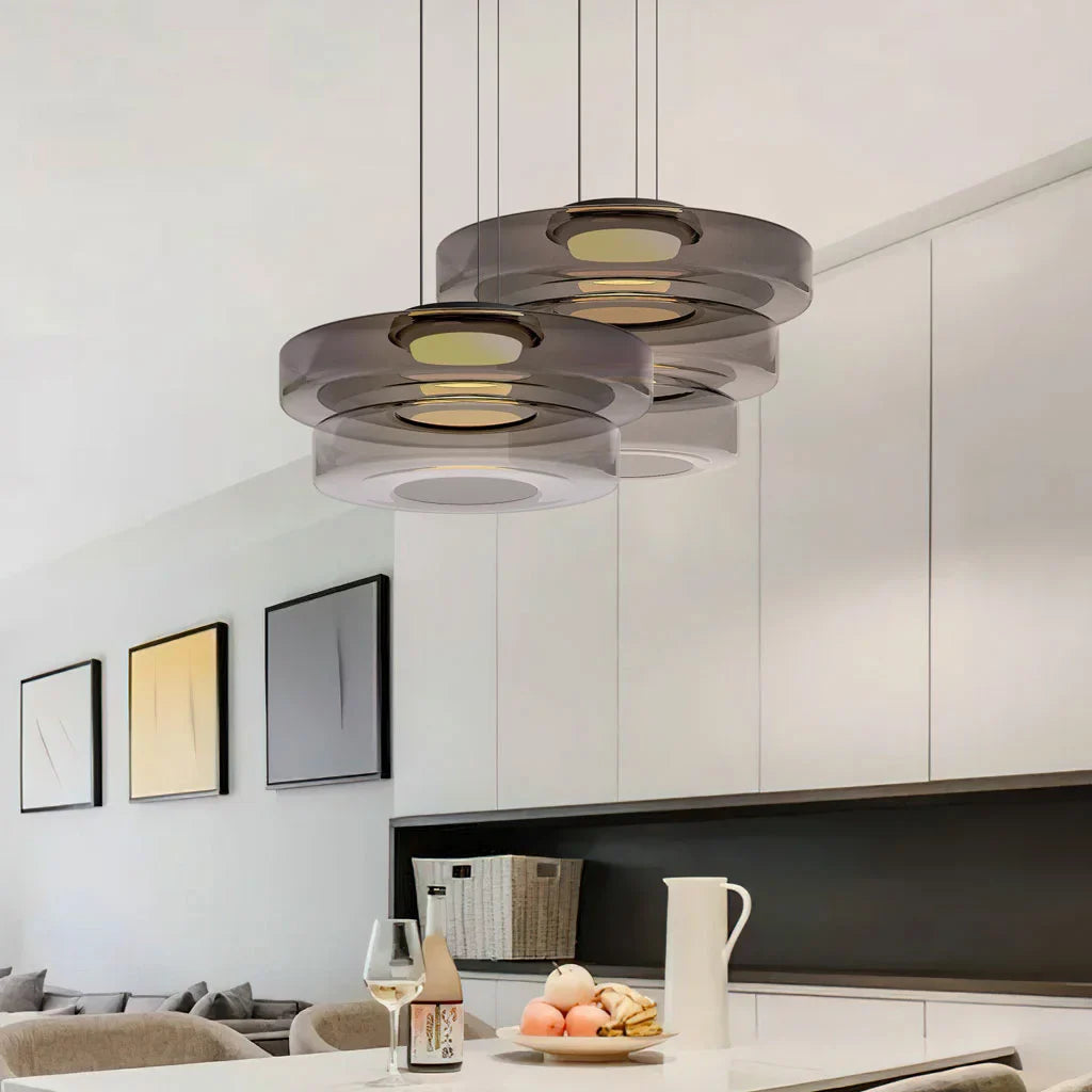 Oberon Creative Multi-Disc Glass Pendant Light