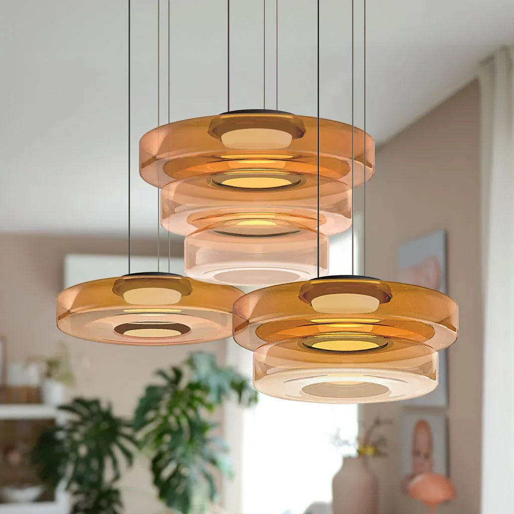 Oberon Creative Multi-Disc Glass Pendant Light