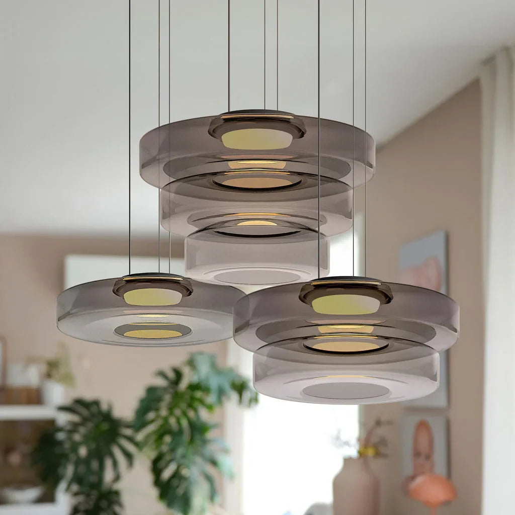 Oberon Creative Multi-Disc Glass Pendant Light