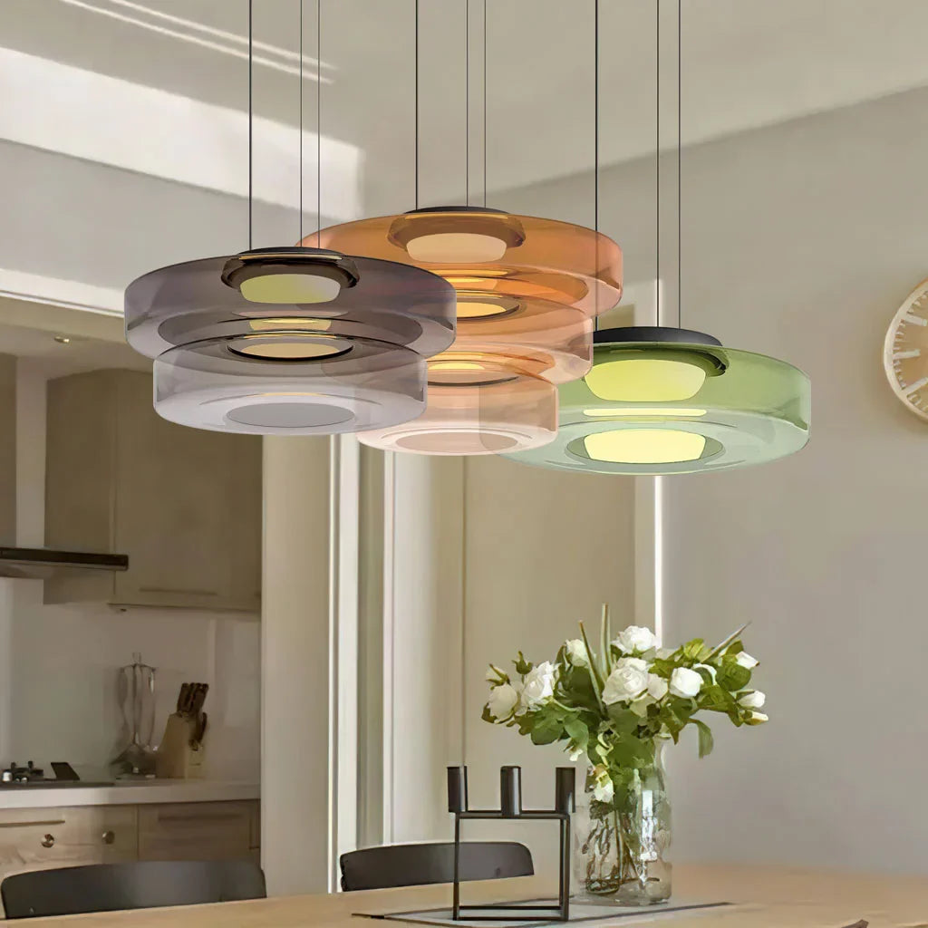 Oberon Creative Multi-Disc Glass Pendant Light