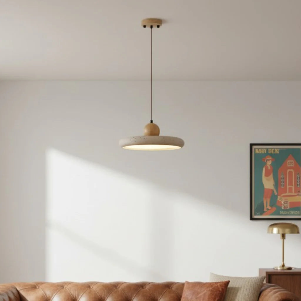 Katriina Vintage Travertine Circle Pendant Light