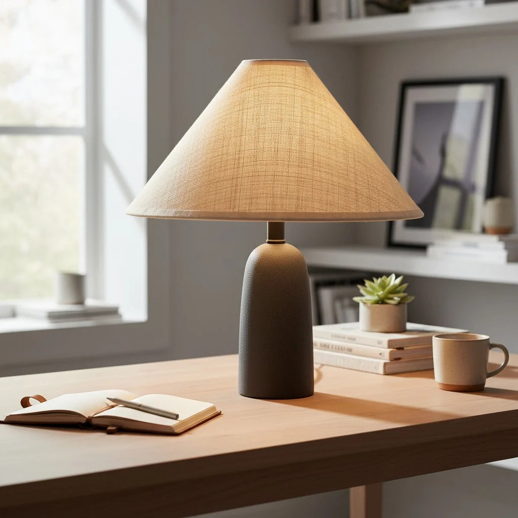 Matteo Minimalist Raffia Ceramic Base Table Lamp
