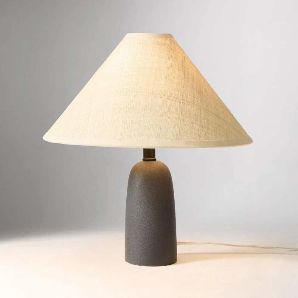 Matteo Minimalist Raffia Ceramic Base Table Lamp