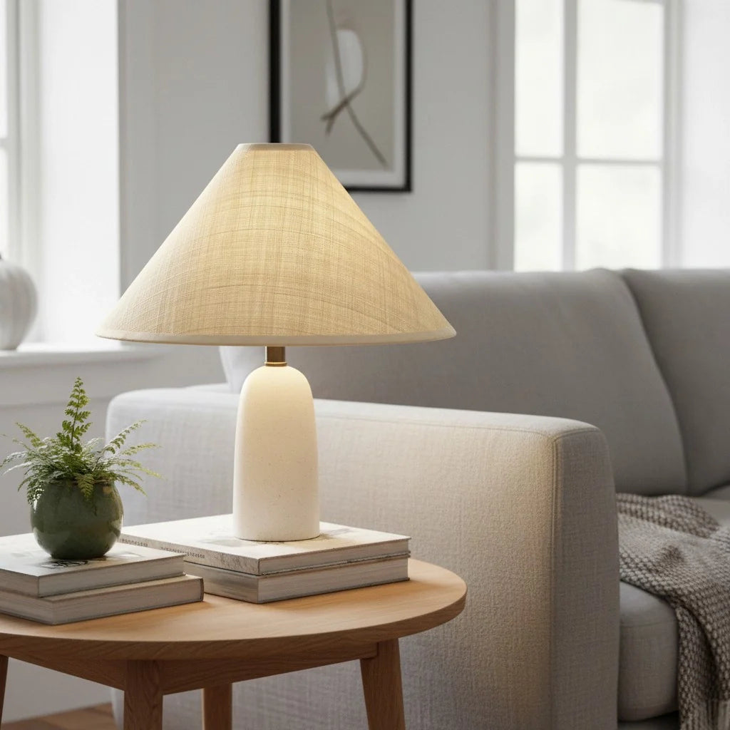 Matteo Minimalist Raffia Ceramic Base Table Lamp