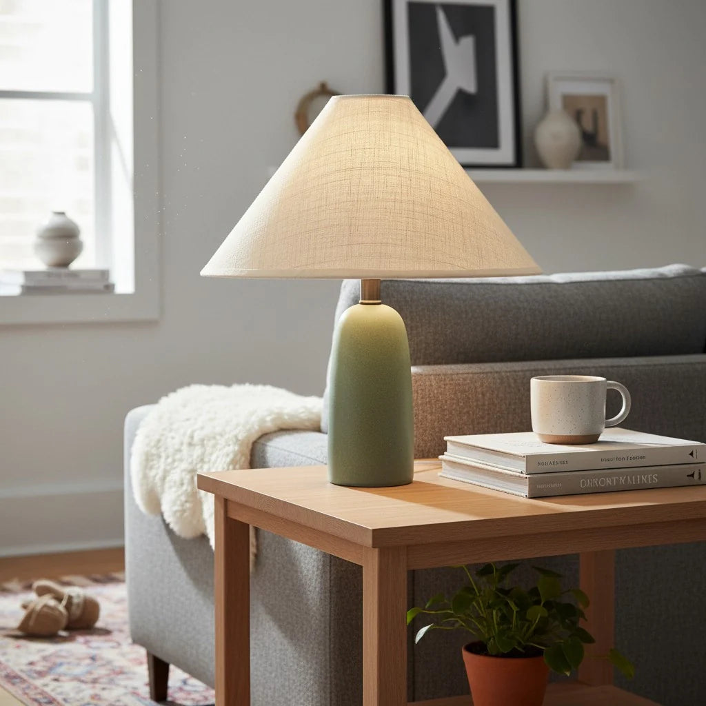 Matteo Minimalist Raffia Ceramic Base Table Lamp