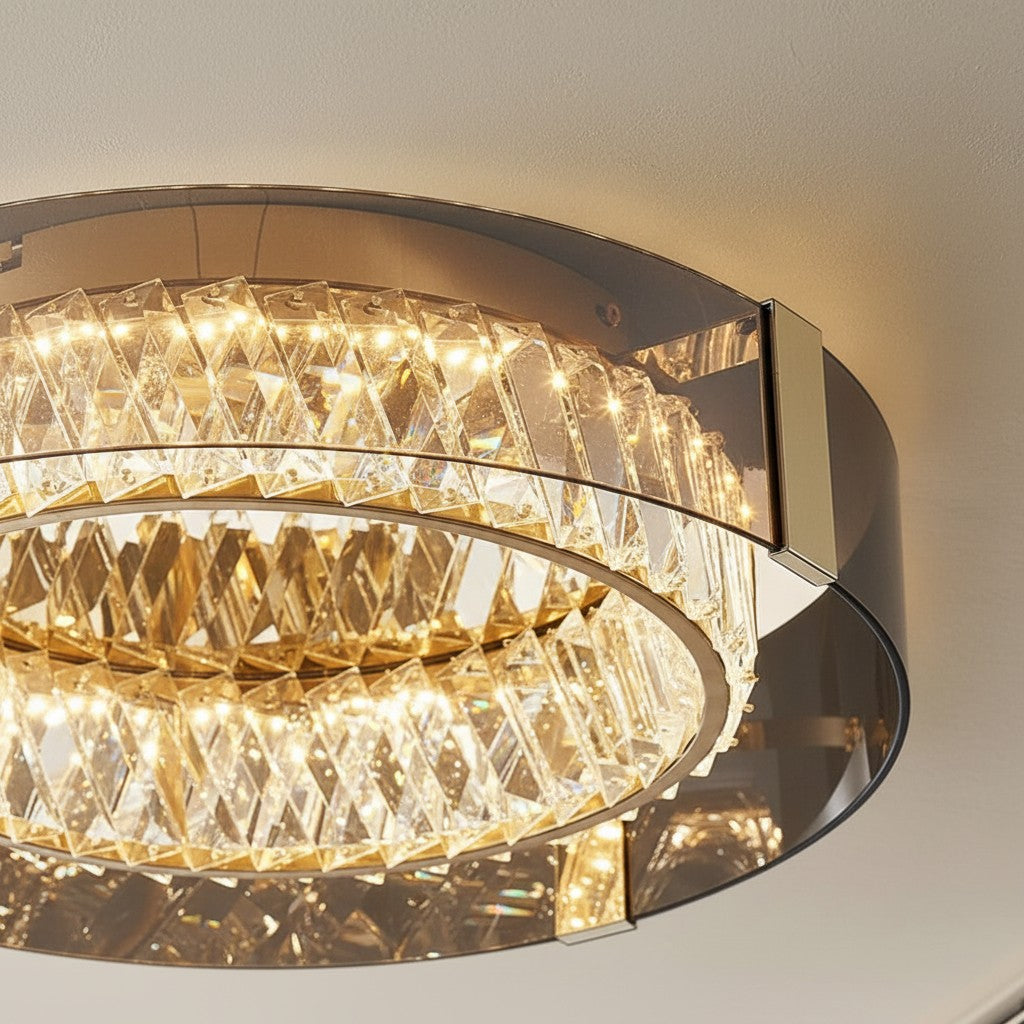 Plafonnier LED moderne à intensité variable en cristal
