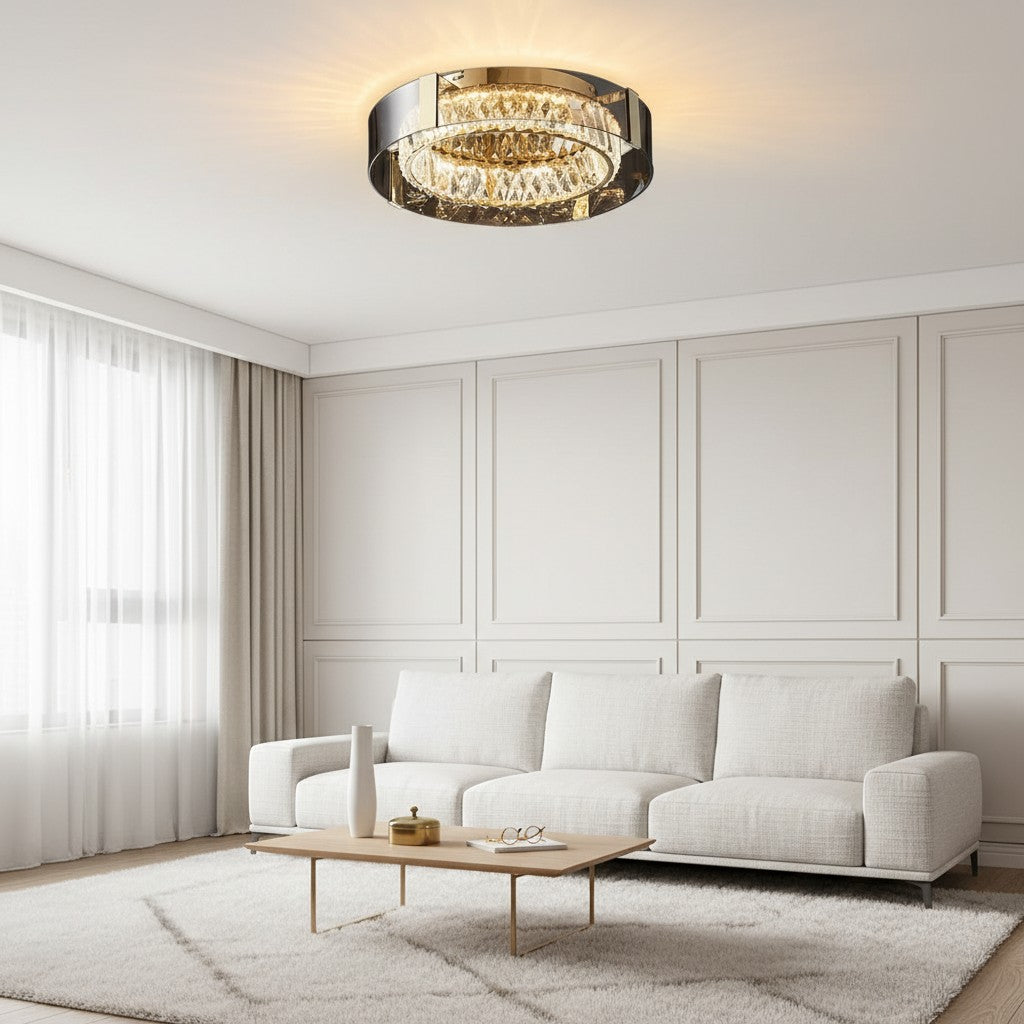 Plafonnier LED moderne à intensité variable en cristal