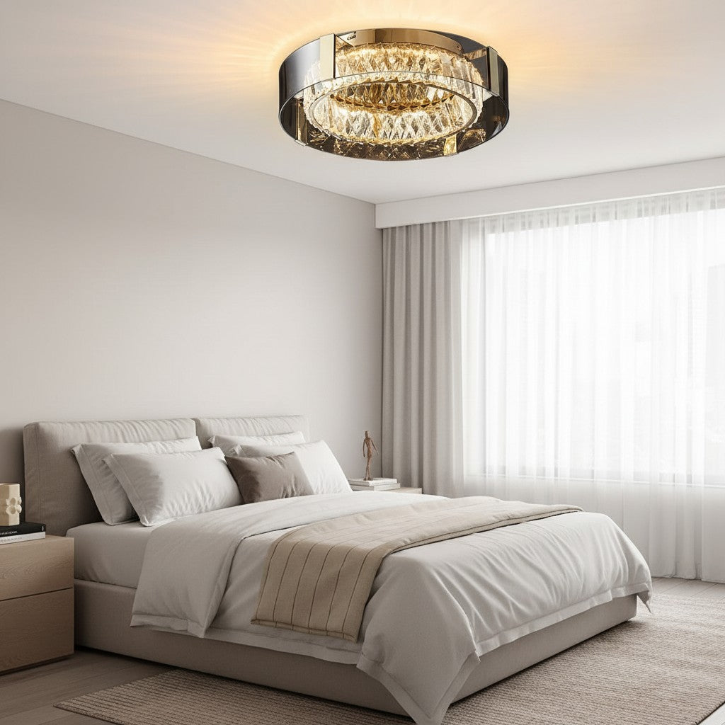 Plafonnier LED moderne à intensité variable en cristal