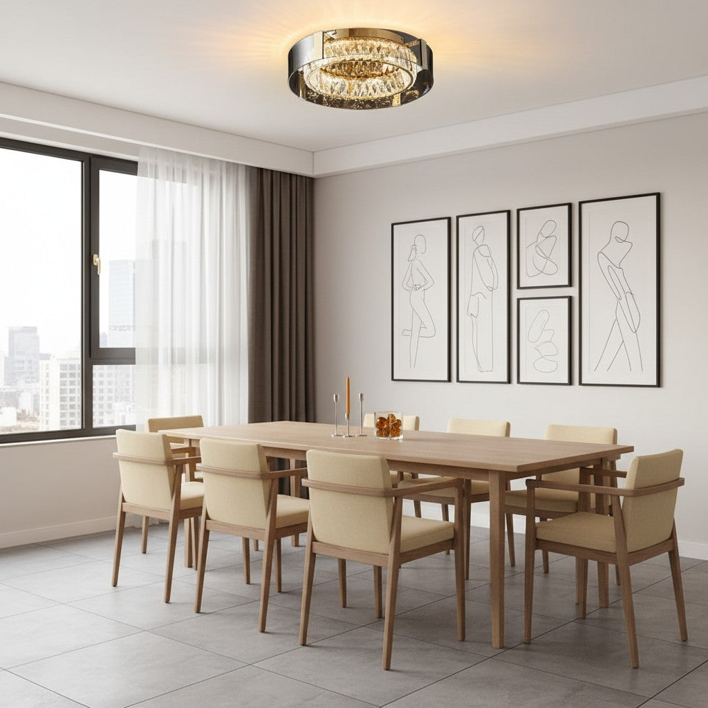 Plafonnier LED moderne à intensité variable en cristal