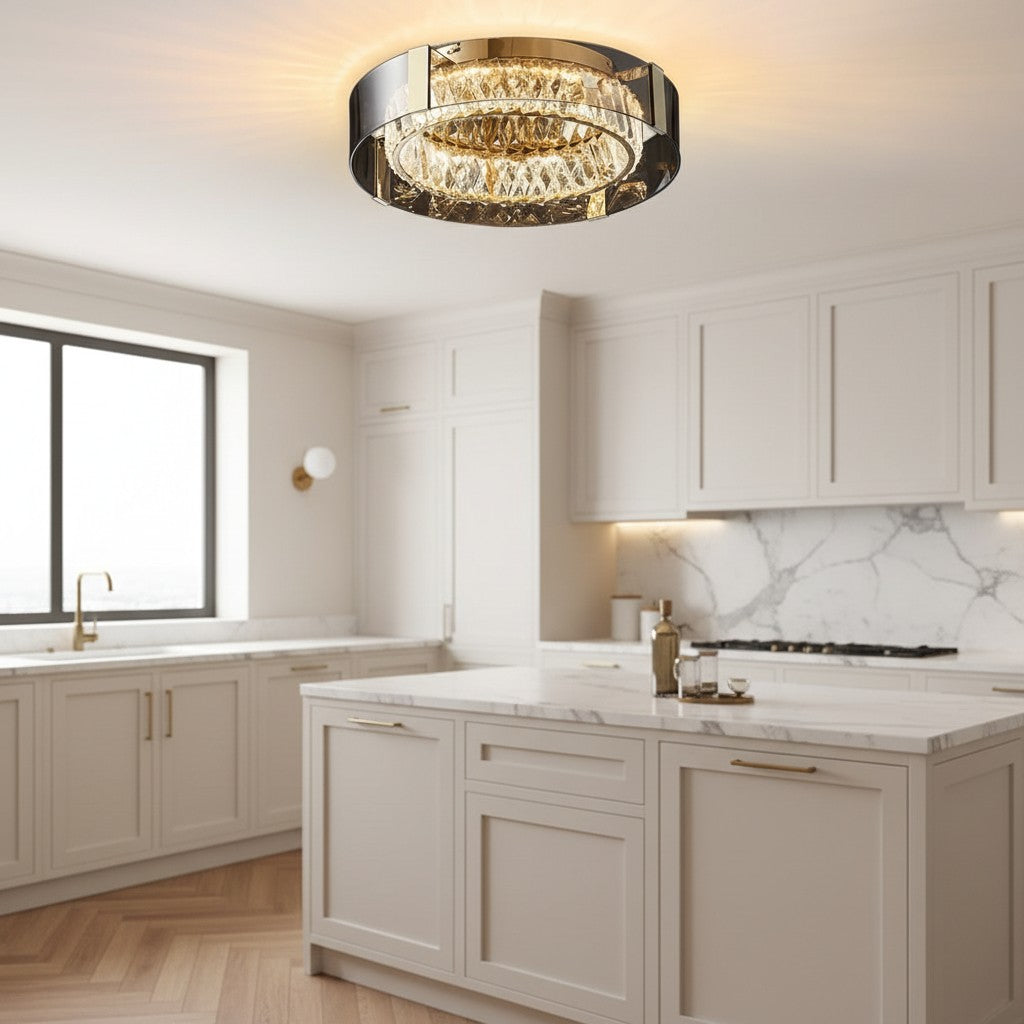 Plafonnier LED moderne à intensité variable en cristal