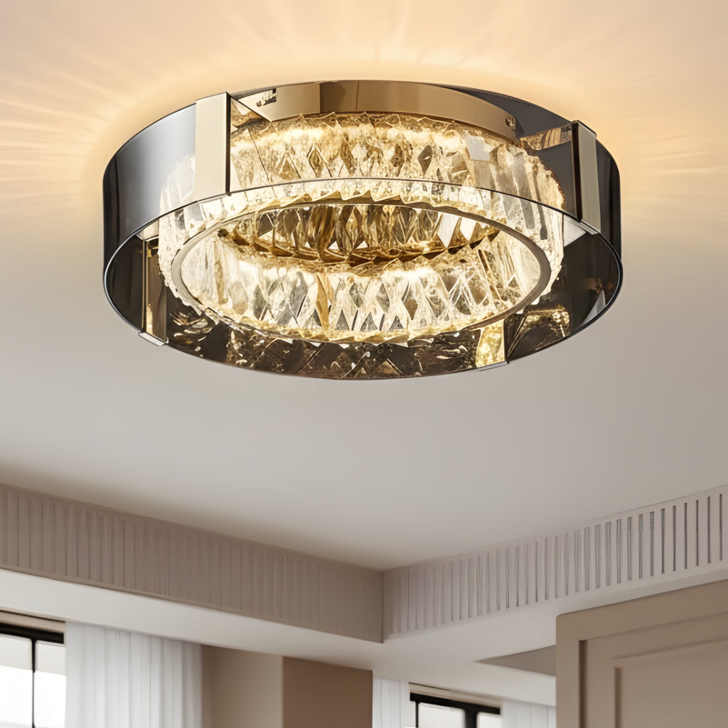 Plafonnier LED moderne à intensité variable en cristal