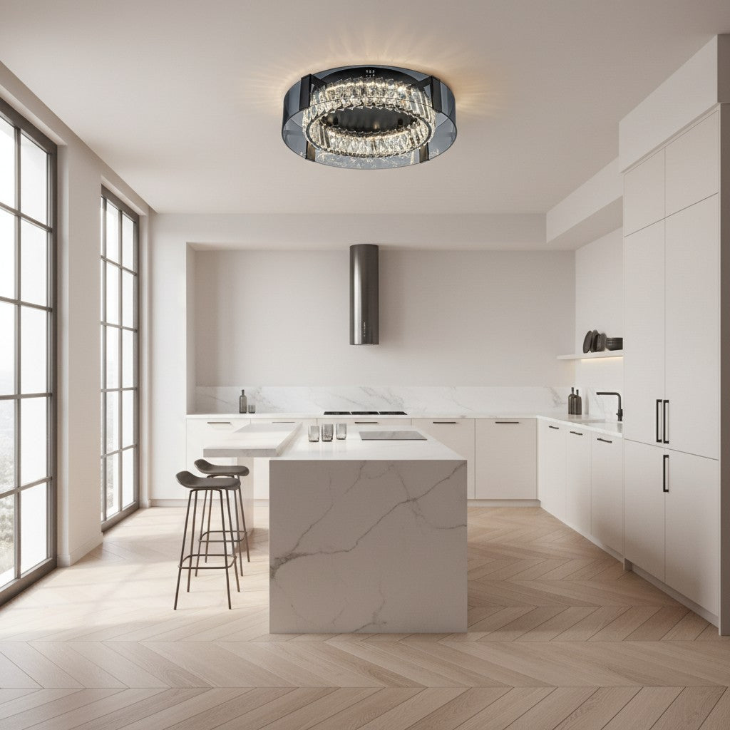 Plafonnier LED moderne à intensité variable en cristal