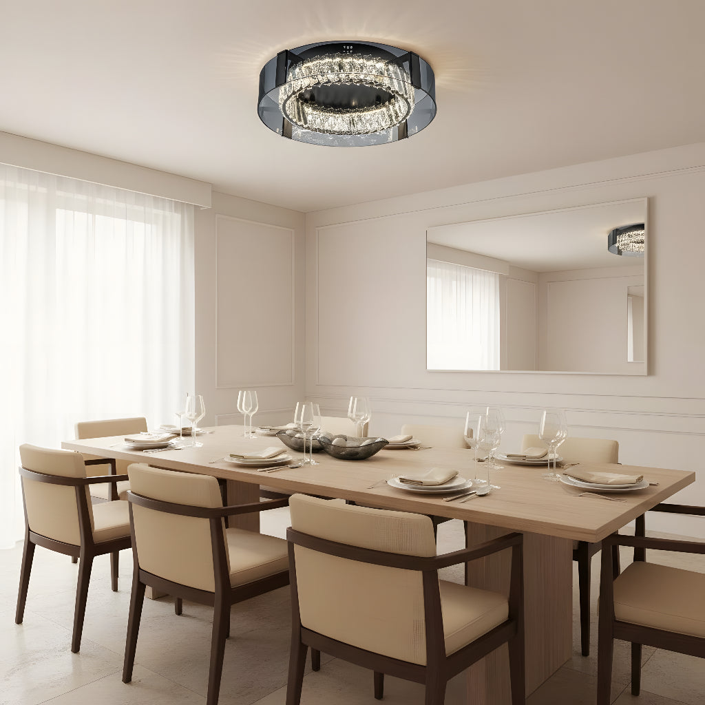 Plafonnier LED moderne à intensité variable en cristal