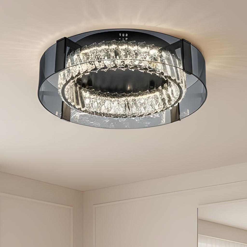 Plafonnier LED moderne à intensité variable en cristal