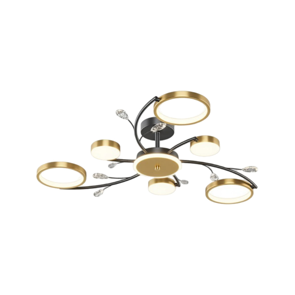 Modern Crystal Interlocking Round Ring Ceiling Light