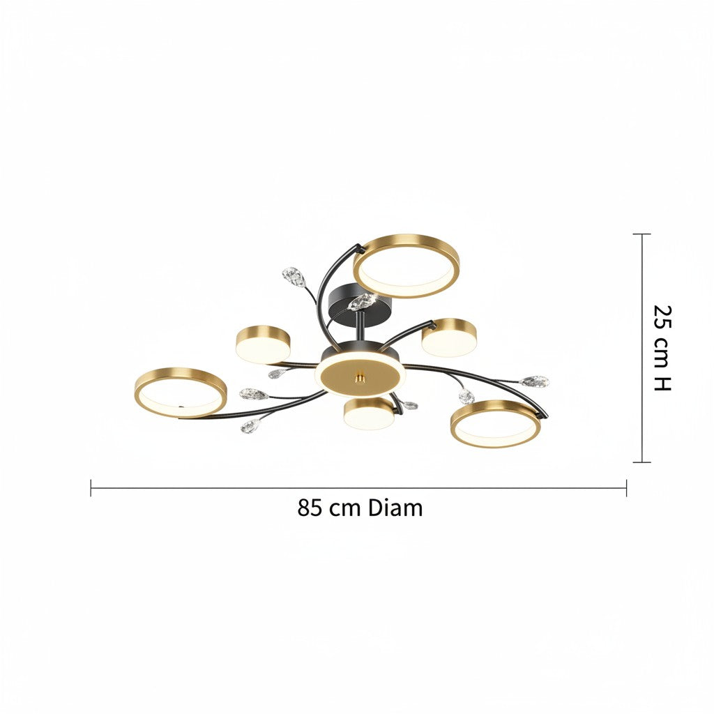 Modern Crystal Interlocking Round Ring Ceiling Light