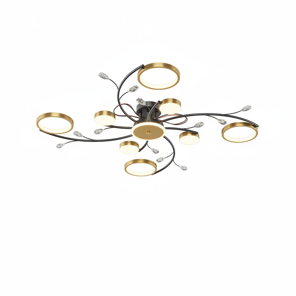 Modern Crystal Interlocking Round Ring Ceiling Light