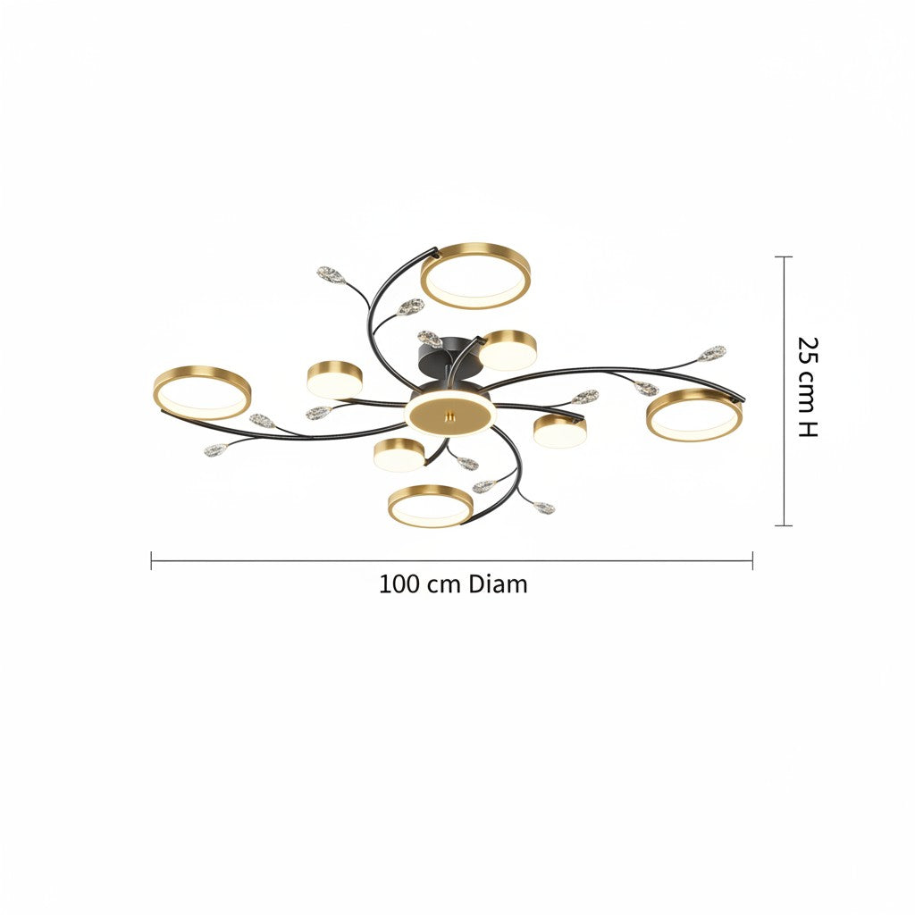 Modern Crystal Interlocking Round Ring Ceiling Light