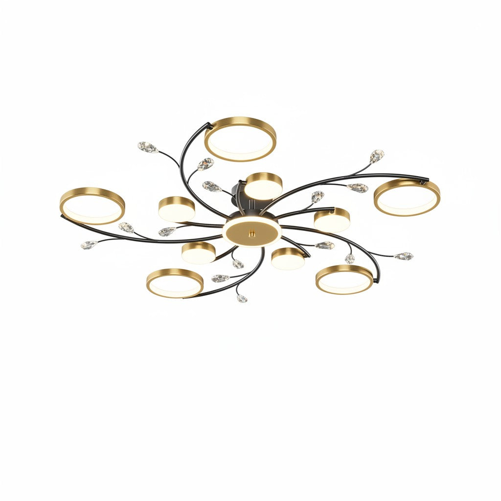 Modern Crystal Interlocking Round Ring Ceiling Light