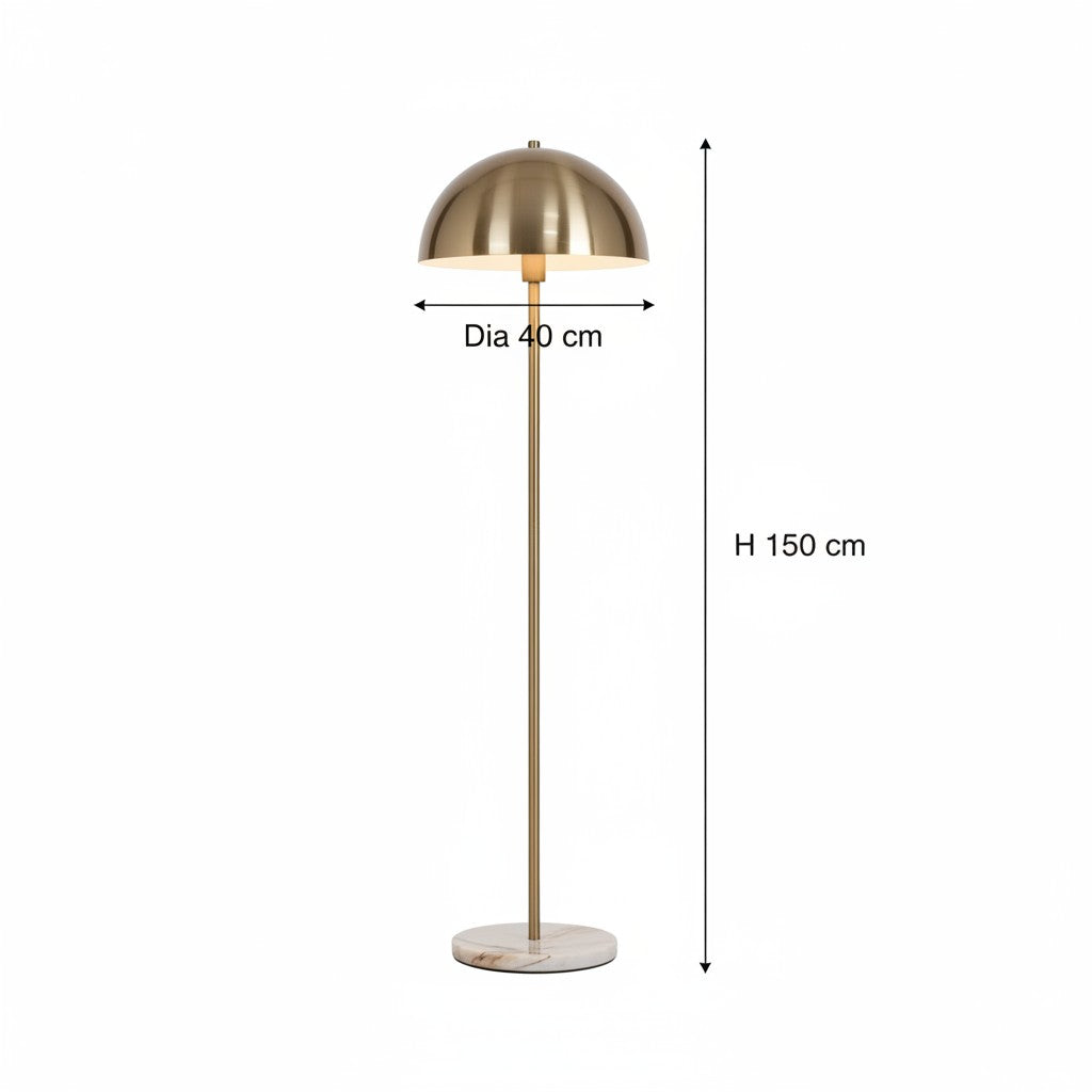 Modern Brass and Marble Cylindrical Floor Lamp