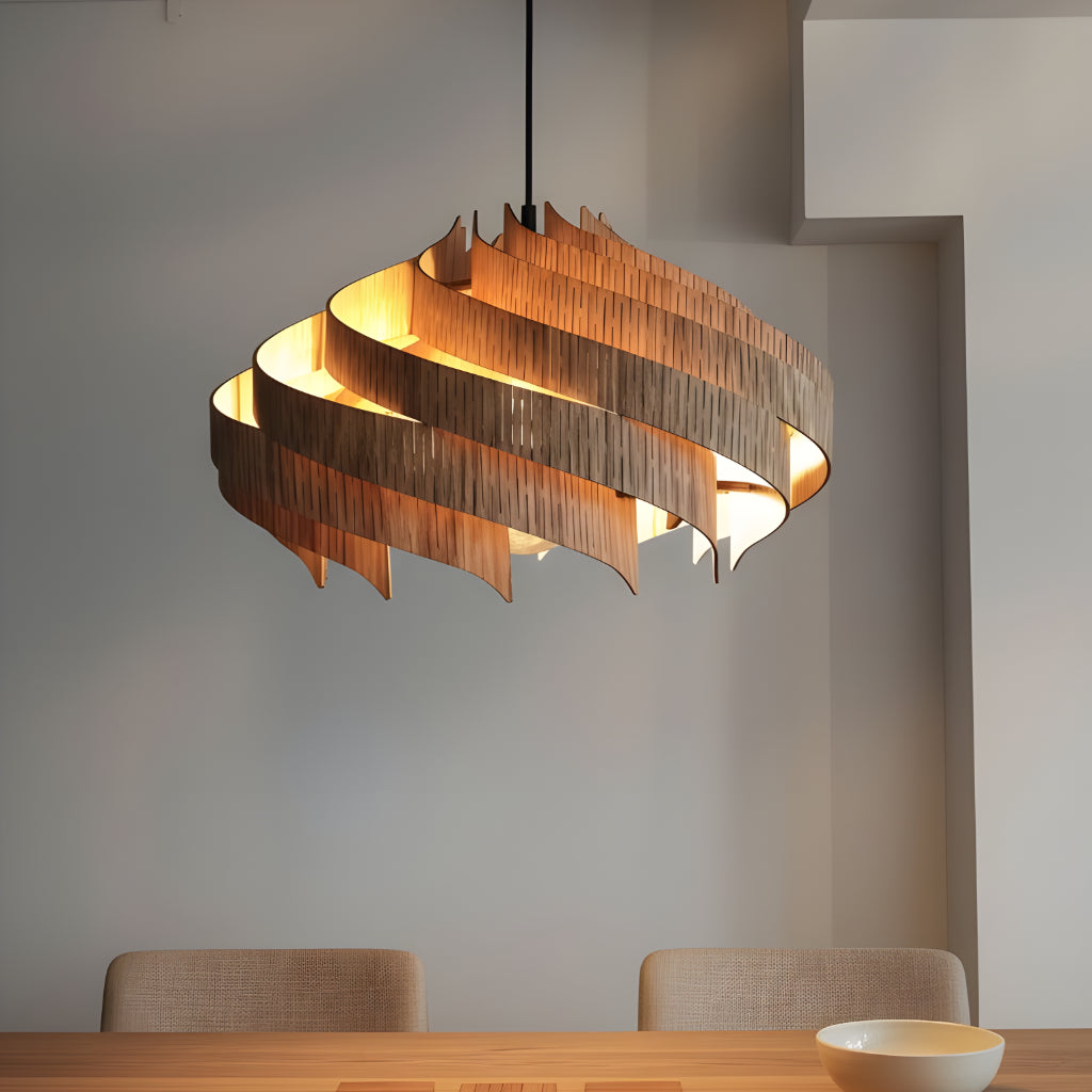 Modern Handmade Solid Oak Pinecone Pendant Light