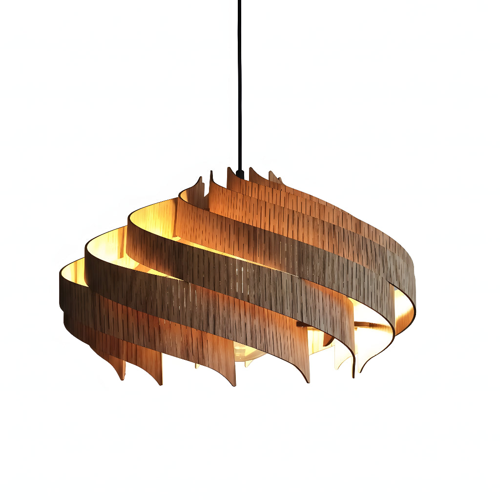 Modern Handmade Solid Oak Pinecone Pendant Light
