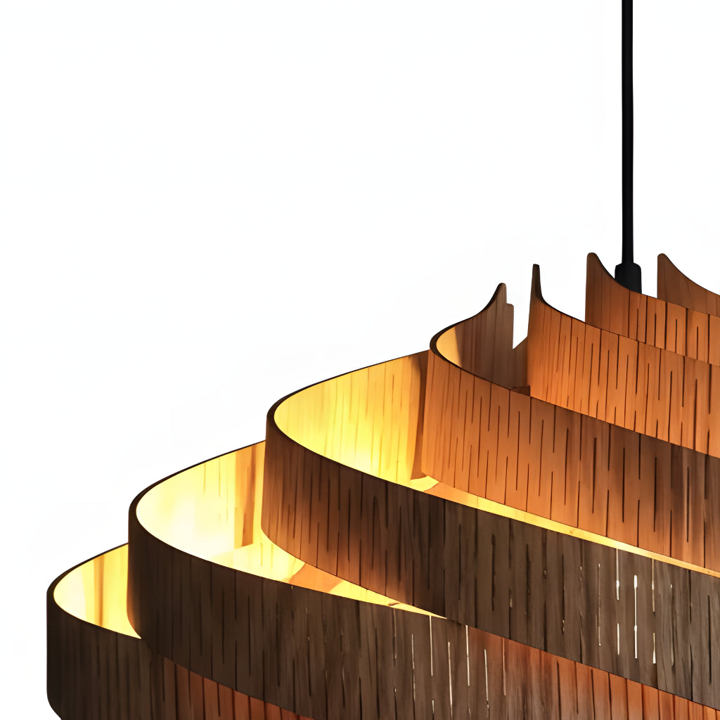 Modern Handmade Solid Oak Pinecone Pendant Light