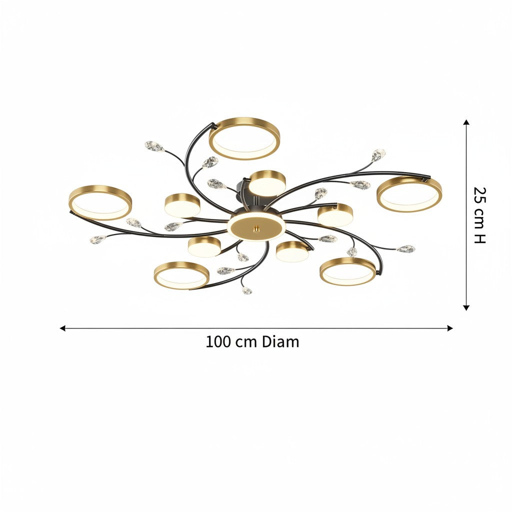 Modern Crystal Interlocking Round Ring Ceiling Light