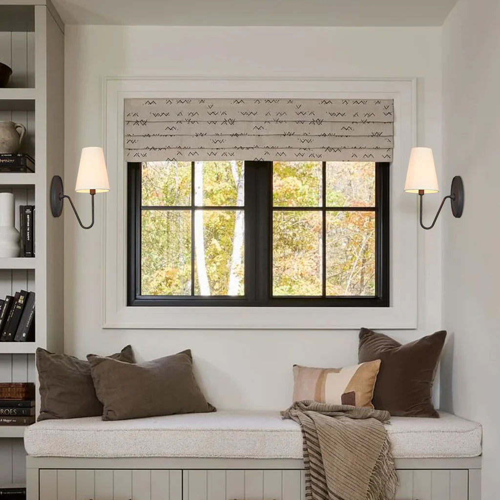 Kynance Retro Metal Linen Shade Wall Sconce