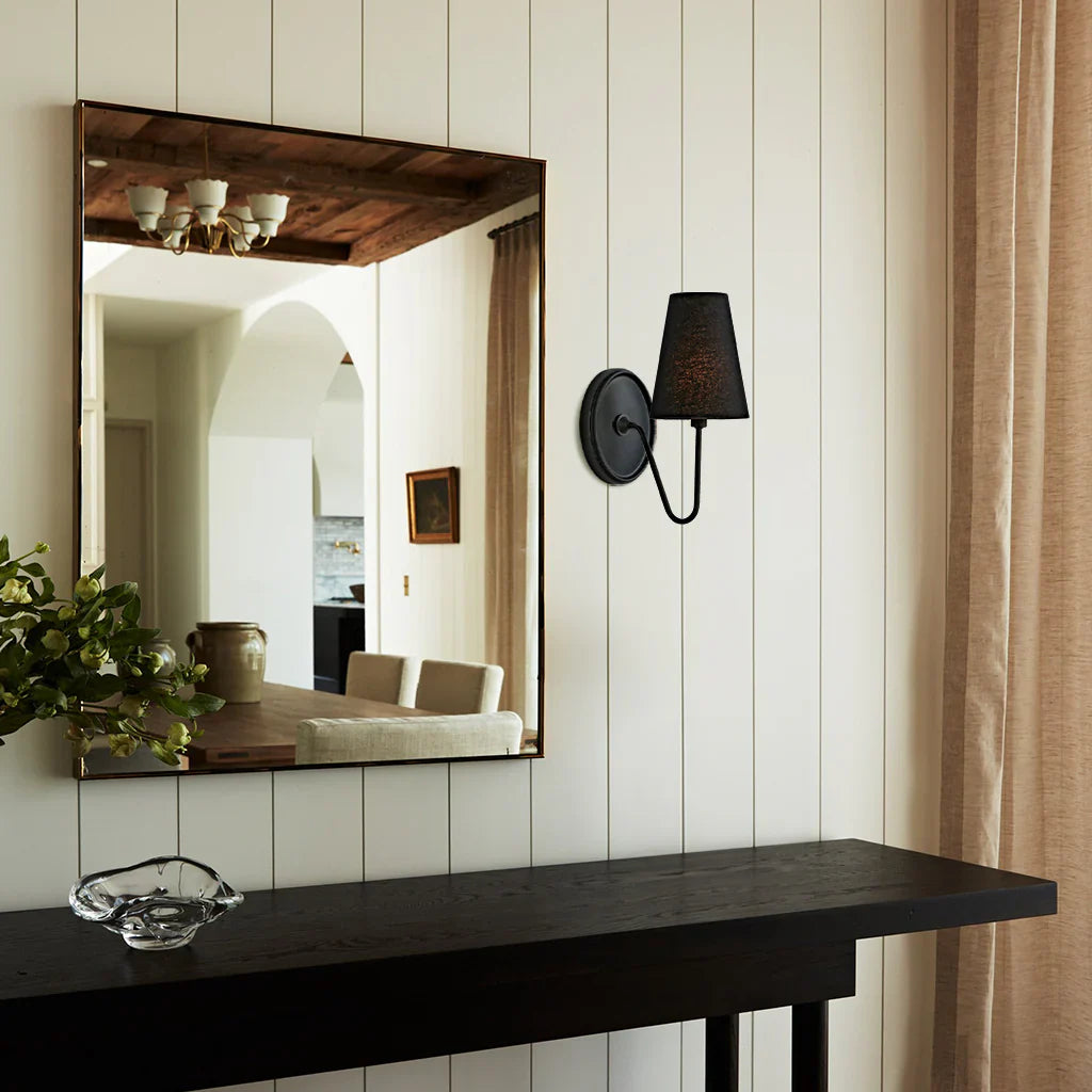 Kynance Retro Metal Linen Shade Wall Sconce