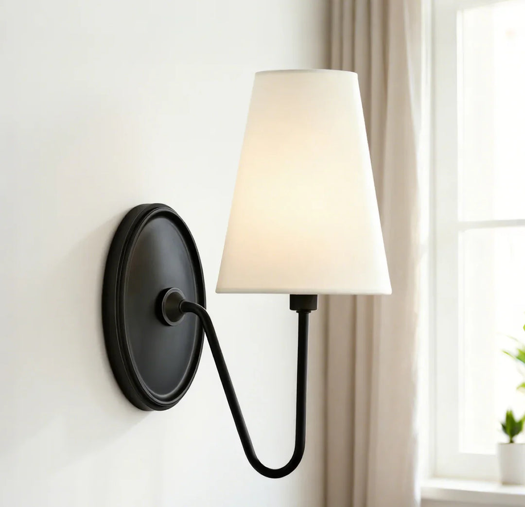 Kynance Retro Metal Linen Shade Wall Sconce