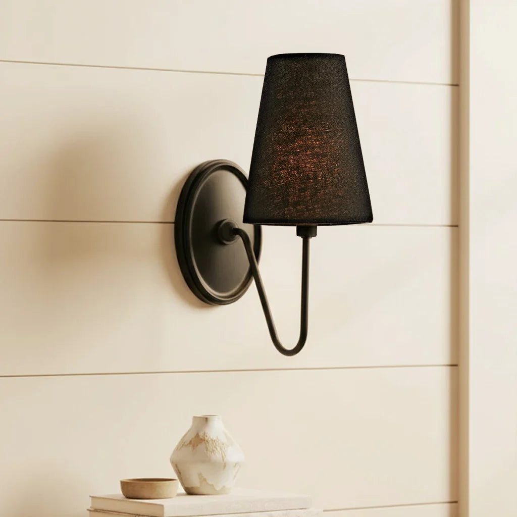 Kynance Retro Metal Linen Shade Wall Sconce