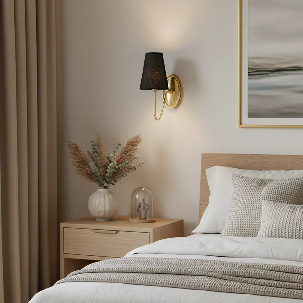 Kynance Retro Metal Linen Shade Wall Sconce
